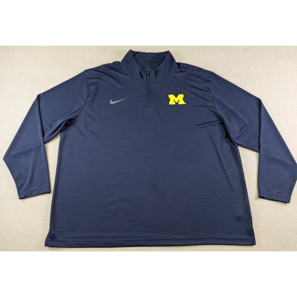 Michigan Wolverines Pullover Mens 4XL Blue Nike Dri-Fit Performance Zip Shirt
